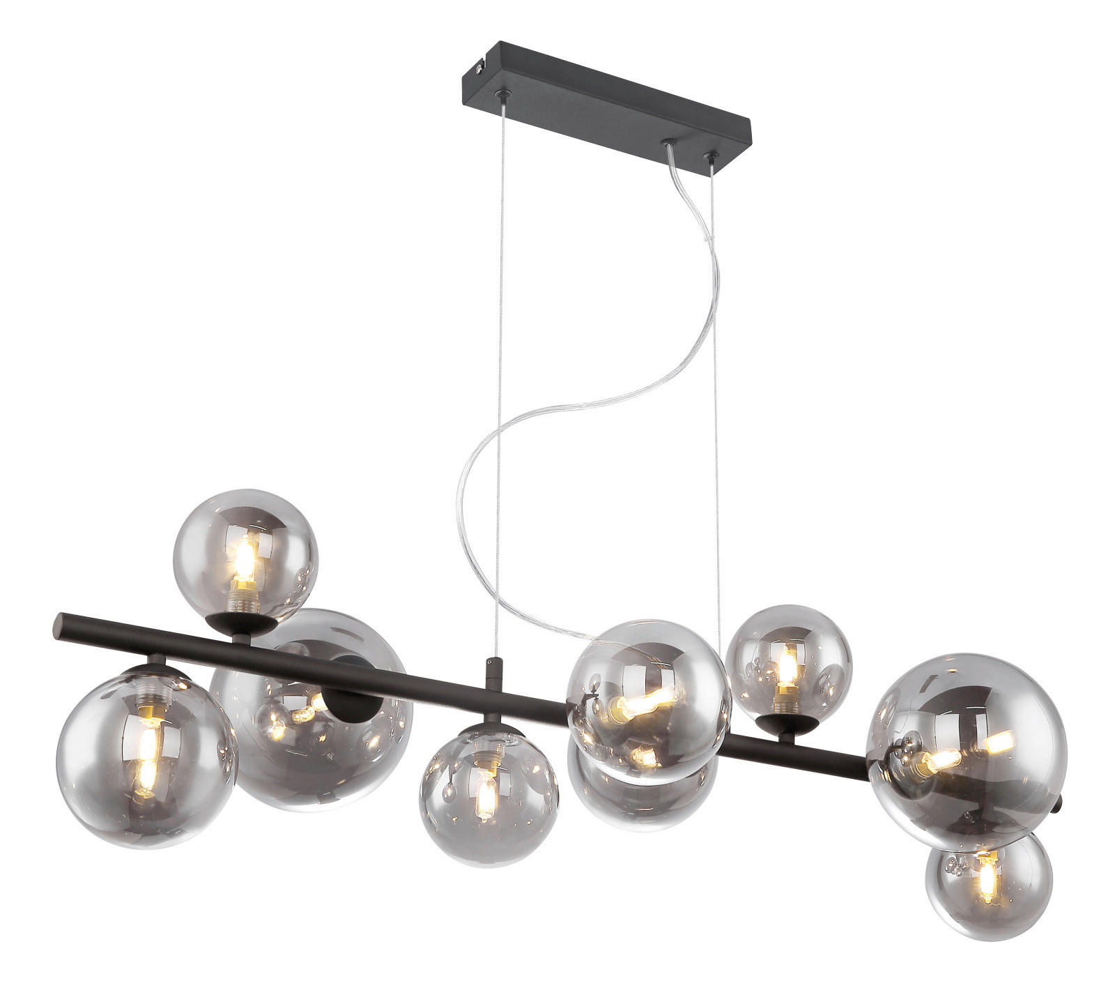 LED-HÄNGLAMPA Riha 86/36/120 cm  - svart, Design, metall/glas (86/36/120cm) - Globo