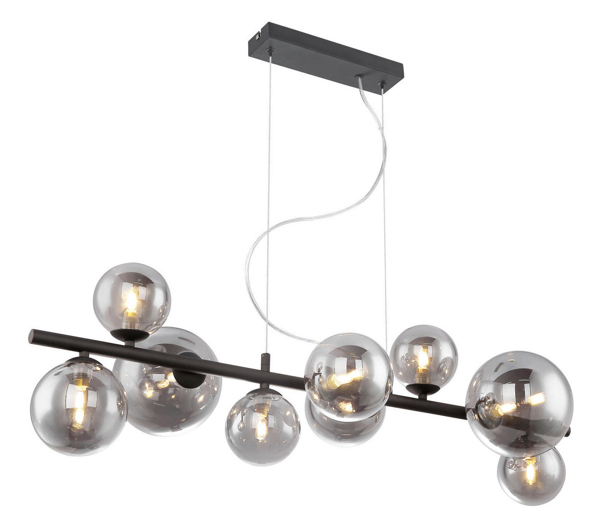 LED-HÄNGLAMPA Riha 86/36/120 cm  - svart, Design, metall/glas (86/36/120cm) - Globo