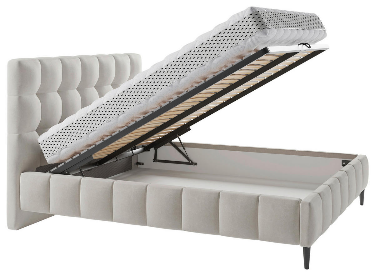 POLSTERBETT 140/200 cm  in Beige  - Beige/Schwarz, Modern, Holzwerkstoff/Textil (140/200cm) - MID.YOU