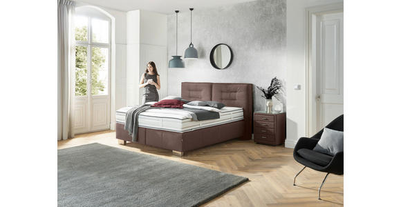 BOXSPRINGBETT 180/200 cm  in Braun  - Chromfarben/Braun, KONVENTIONELL, Textil (180/200cm) - Dieter Knoll