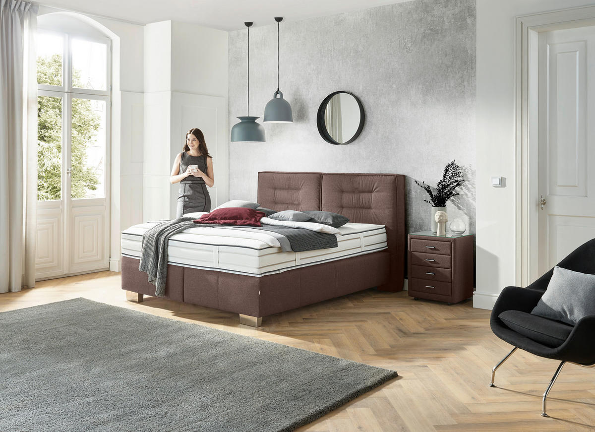 BOXSPRINGBETT 180/200 cm  in Braun  - Chromfarben/Braun, Konventionell, Textil (180/200cm) - Dieter Knoll