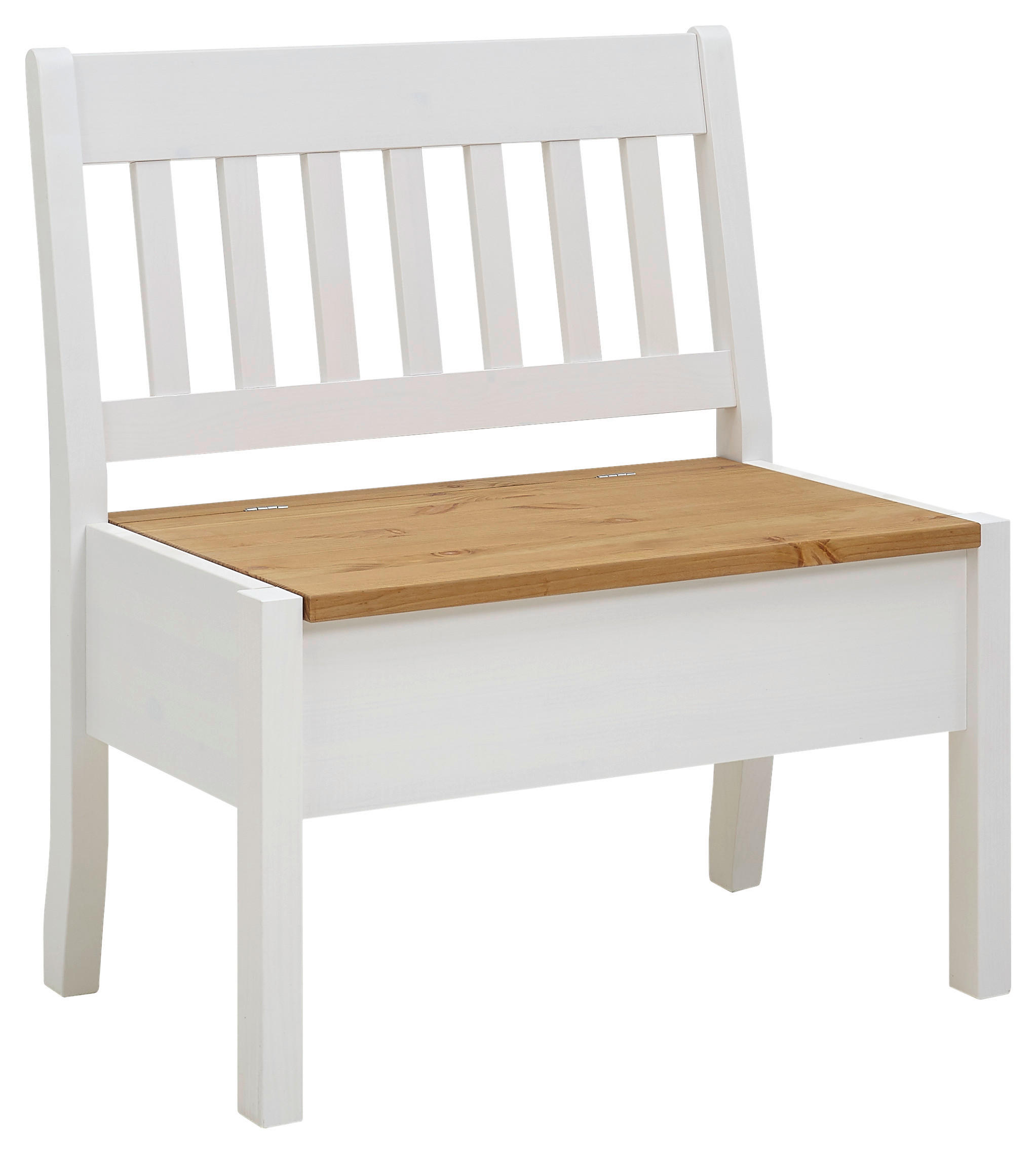SITZBANK 83/93/58 cm Weiß, Laugenfarbig Kiefer massiv  - Laugenfarbig/Weiß, ROMANTIK / LANDHAUS, Holz (83/93/58cm) - Boxxx