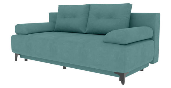 SCHLAFSOFA  in Velours Türkis  - Türkis/Schwarz, KONVENTIONELL, Textil/Metall (200/98/90cm) - Carryhome