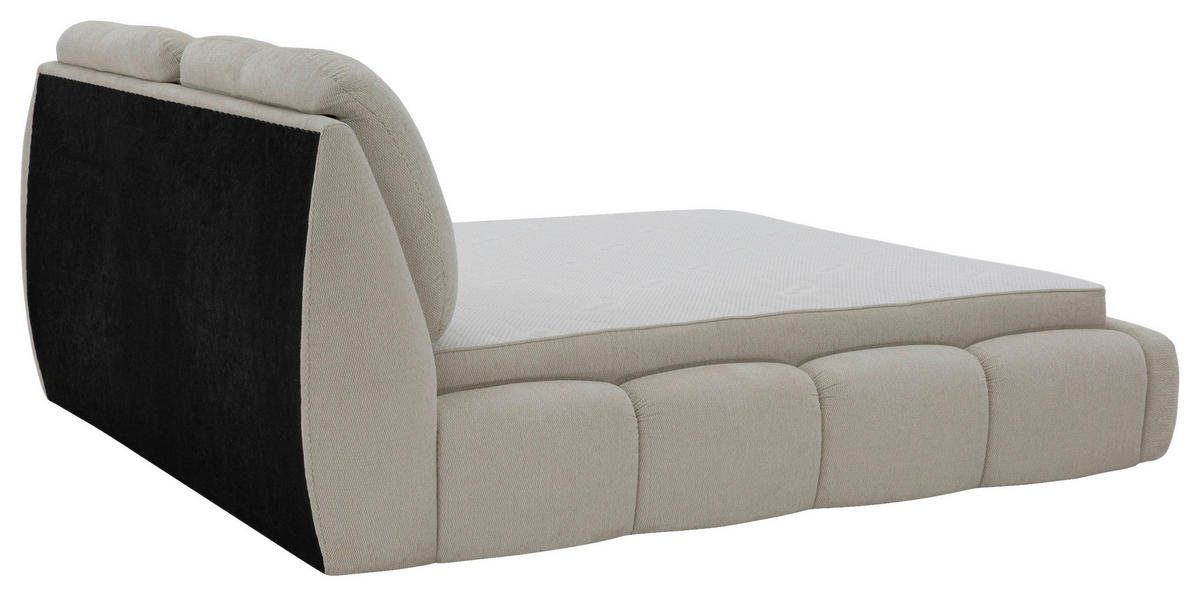 POLSTERBETT 180/200 cm,  in Creme, gepolstertes Kopfteil, Lattenrost, Bettkasten,  - Creme/Schwarz, Design, Holz/Kunststoff (180/200cm) - Chameo