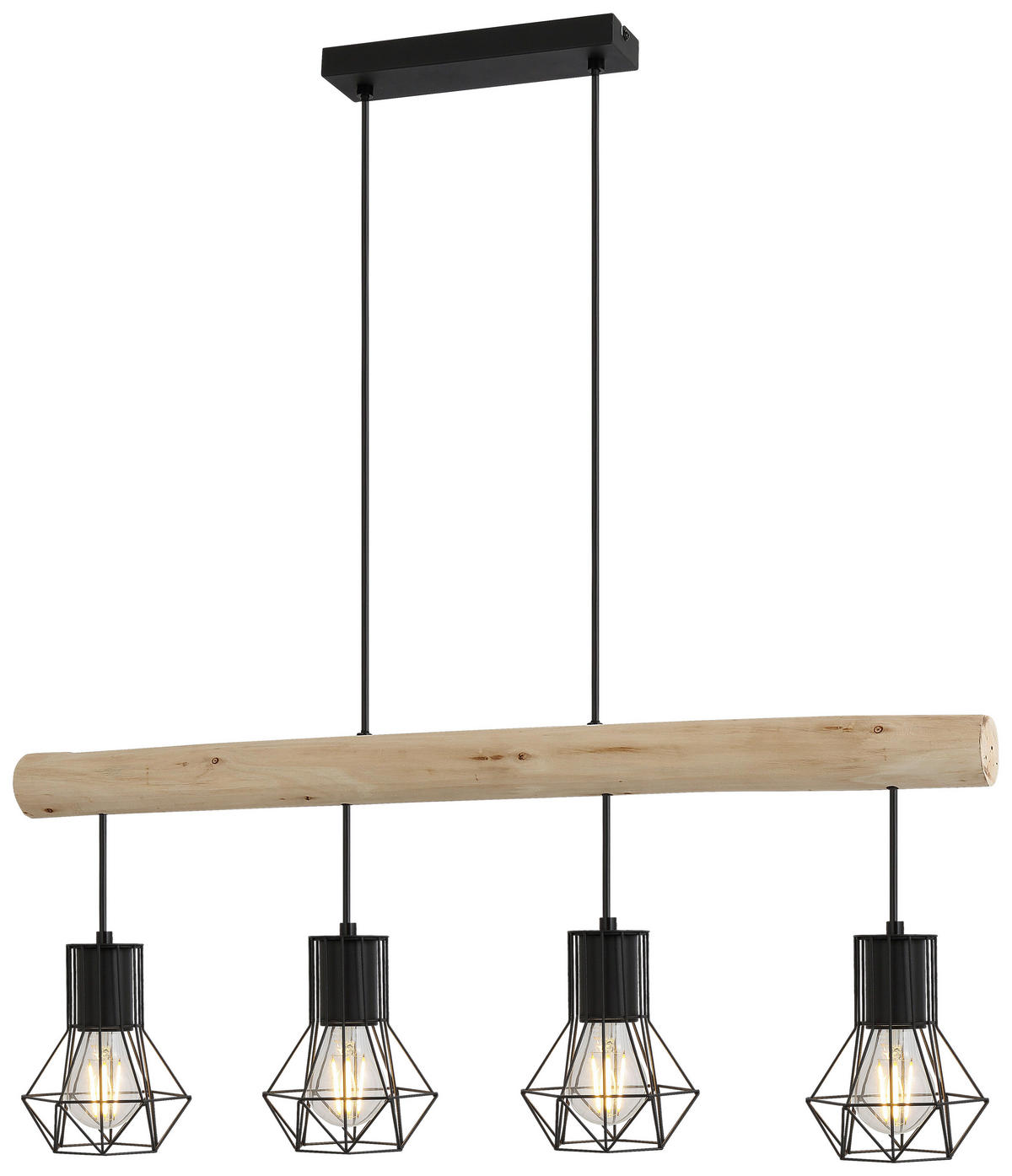 ZÁVĚSNÉ SVÍTIDLO, 100/15/120 cm  - černá/přírodní barvy, Design, kov/dřevo (100/15/120cm) - Novel