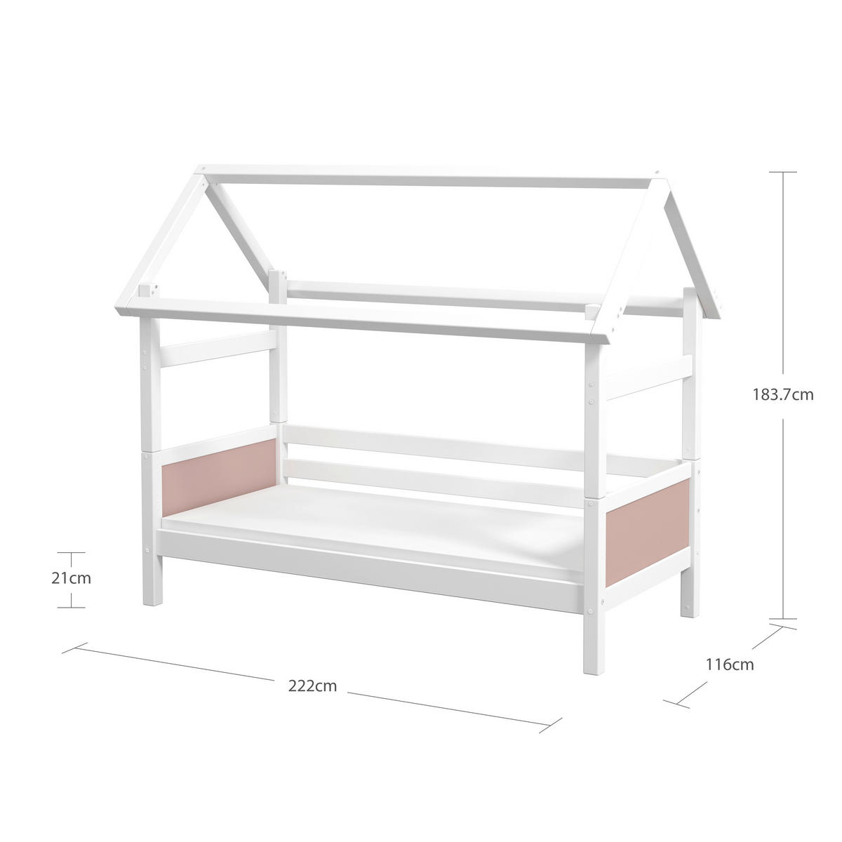 HAUSBETT 90/200 cm,  in Rosa, Weiß, Rollrost  - Rosa/Weiß, MODERN, Holz (90/200cm) - Chameo