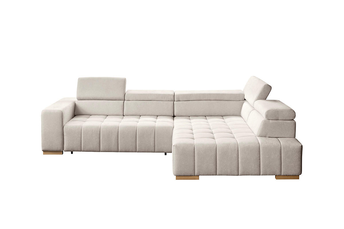 ECKSOFA in Chenille Creme  - Creme/Naturfarben, Design, Holz/Textil (307/201cm) - Livetastic