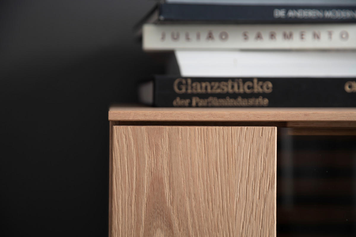 HIGHBOARD Eichefarben  106/138/44 cm  - Eichefarben/Anthrazit, Design, Glas/Holz (106/138/44cm) - Schöner Wohnen