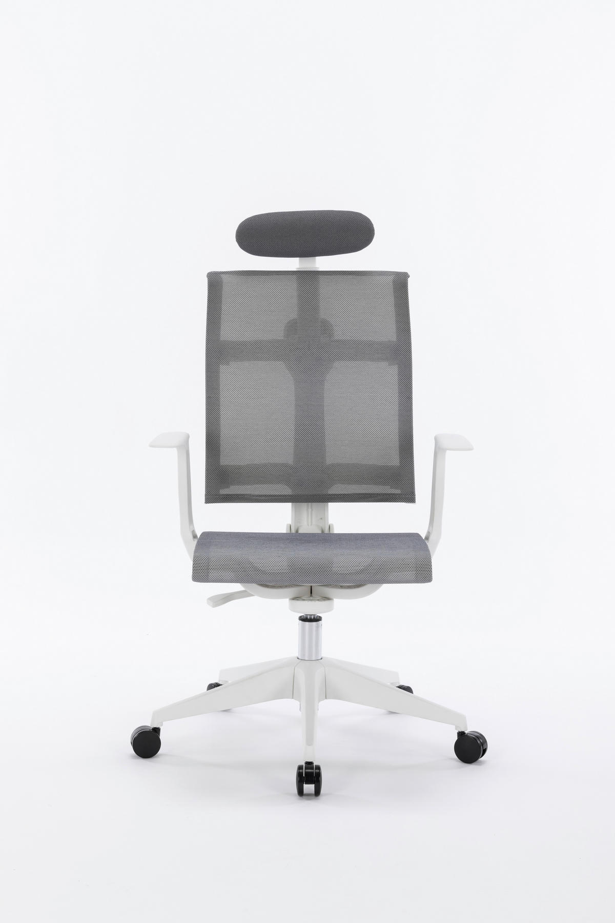 DREHSTUHL Netzbespannung Weiß, Hellgrau  - Hellgrau/Weiß, KONVENTIONELL, Kunststoff/Textil (64/108-117,5/64cm) - Boxxx
