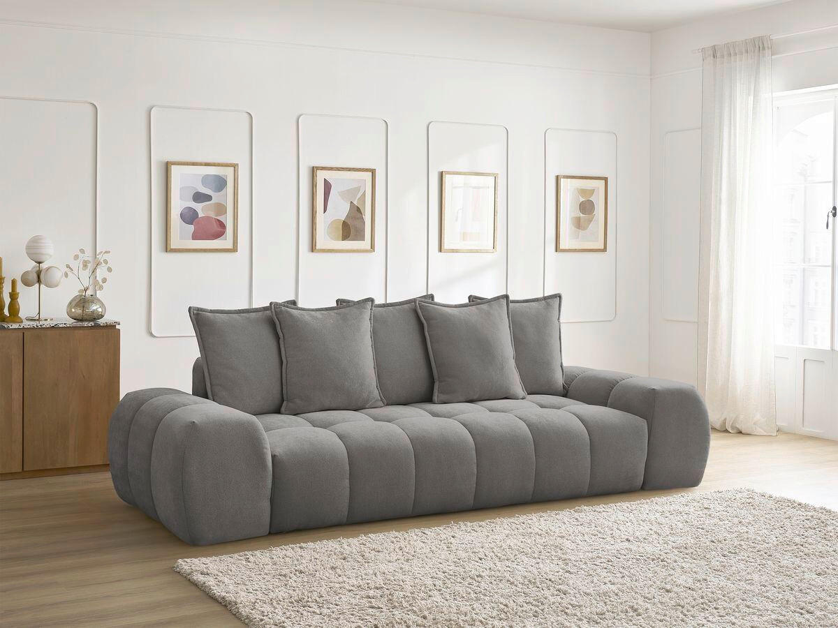 3-SITZER-SOFA EVEREST Struktur Dunkelgrau  - Dunkelgrau/Schwarz, MODERN, Kunststoff/Textil (278/90/115cm)