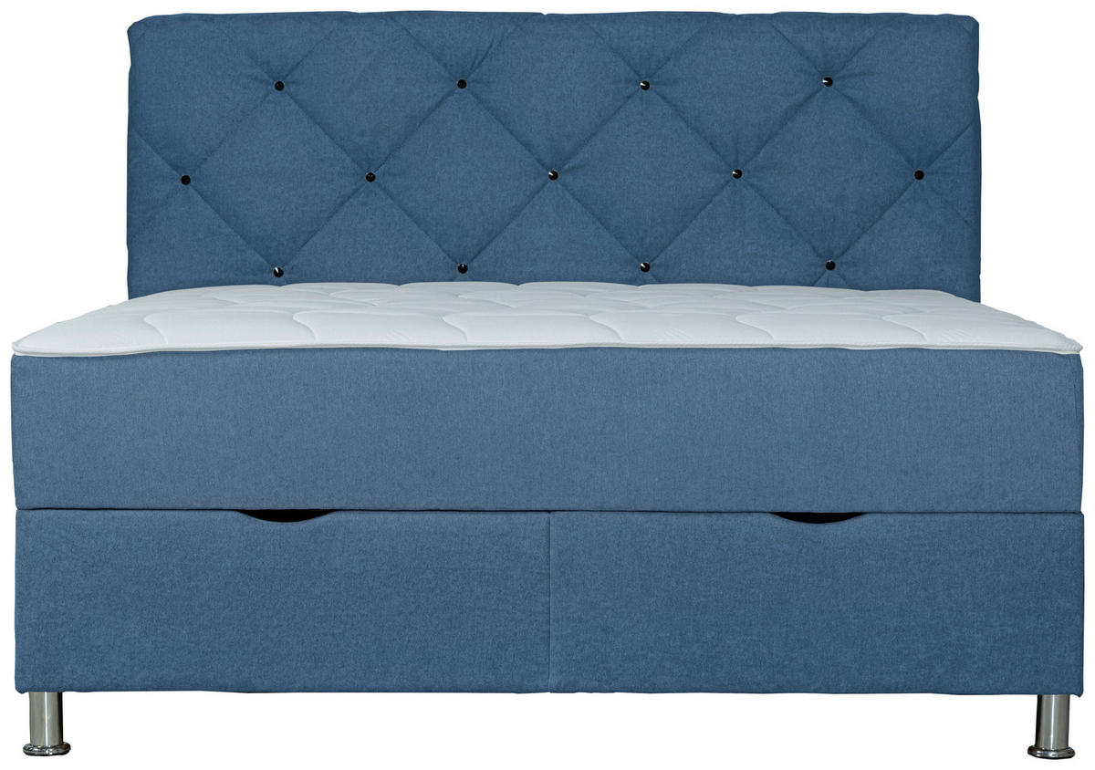 BOXBETT 180/200 cm  in Blau  - Chromfarben/Blau, Design, Kunststoff/Textil (180/200cm) - Boxxx