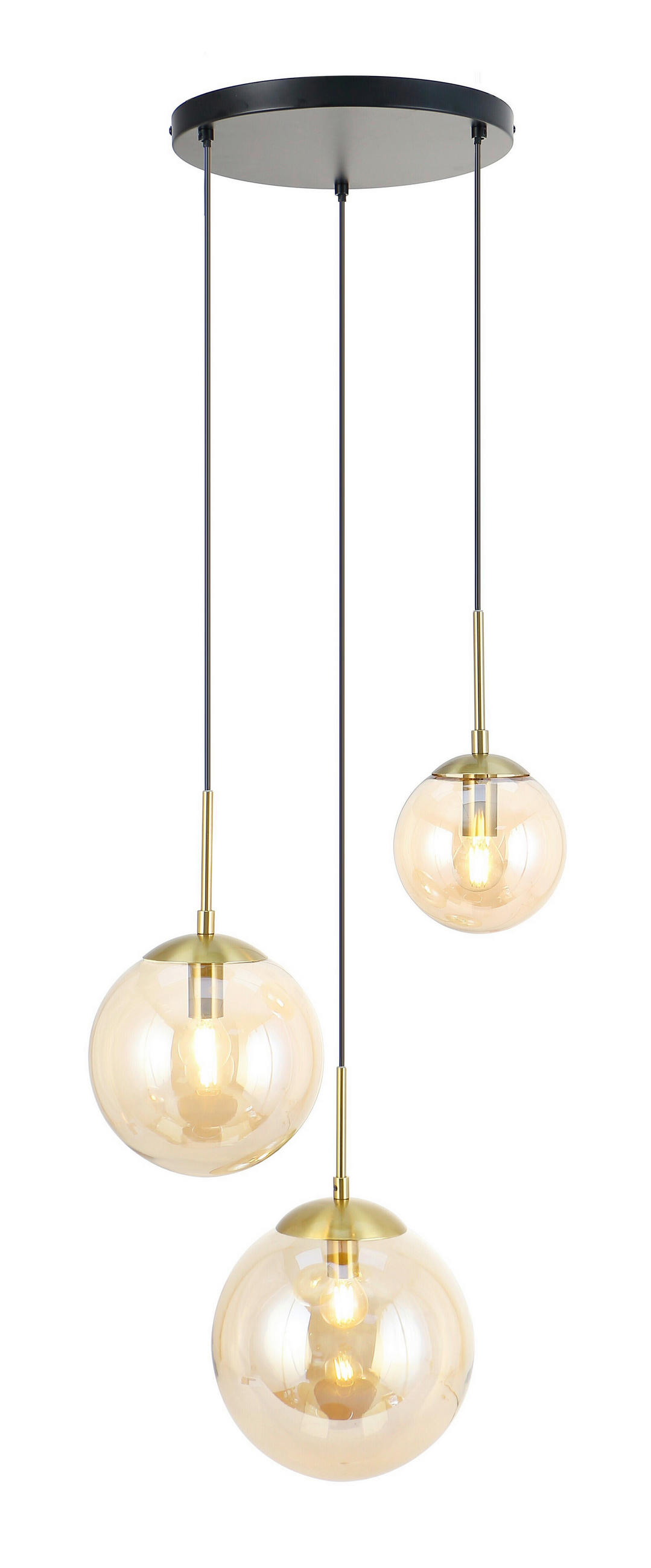 HÄNGELEUCHTE 46/40/120 cm   - Goldfarben/Bernsteinfarben, Trend, Glas/Metall (46/40/120cm) - Novel