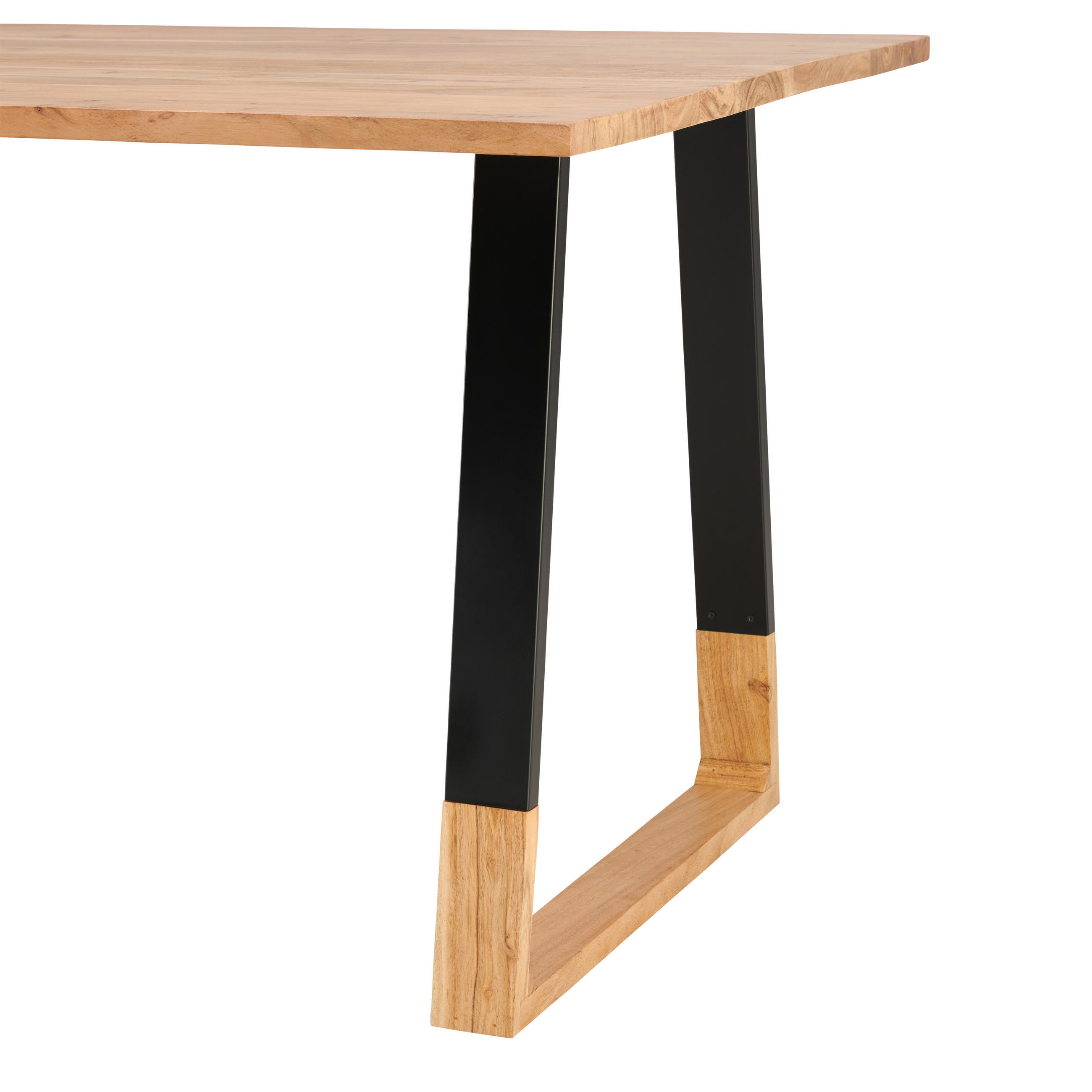 TABLE in Holz  - Schwarz/Naturfarben, Modern, Holz/Metall (180/76/100cm) - MID.YOU