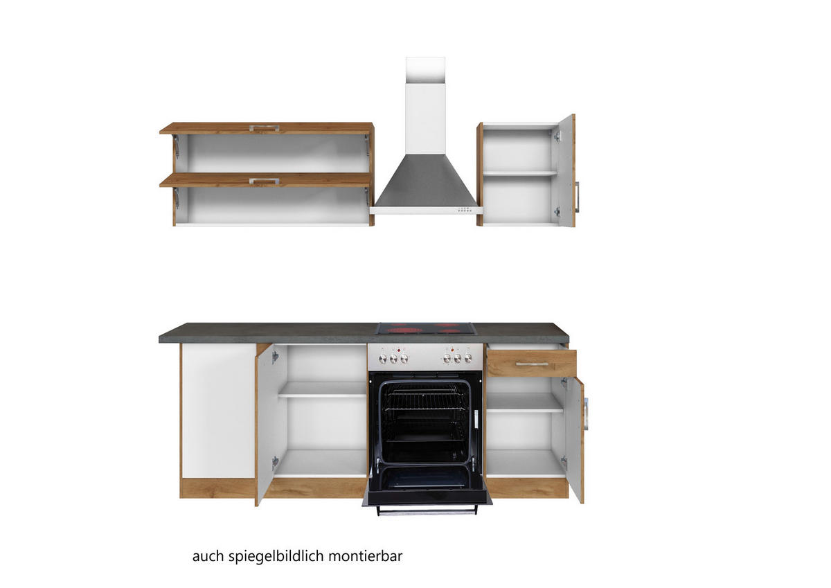 ECKKÜCHE 210/210 cm  in Schieferfarben, Eiche Wotan  - Chromfarben/Schieferfarben, Modern, Holzwerkstoff/Metall (210/210cm) - Held