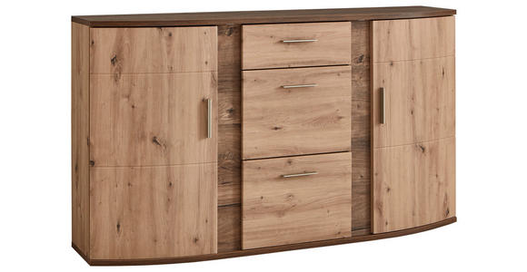 SIDEBOARD Eichefarben, Eiche Artisan Beleuchtung  - Eichefarben/Alufarben, Design, Holzwerkstoff/Kunststoff (163,7/94/40,4cm) - Xora