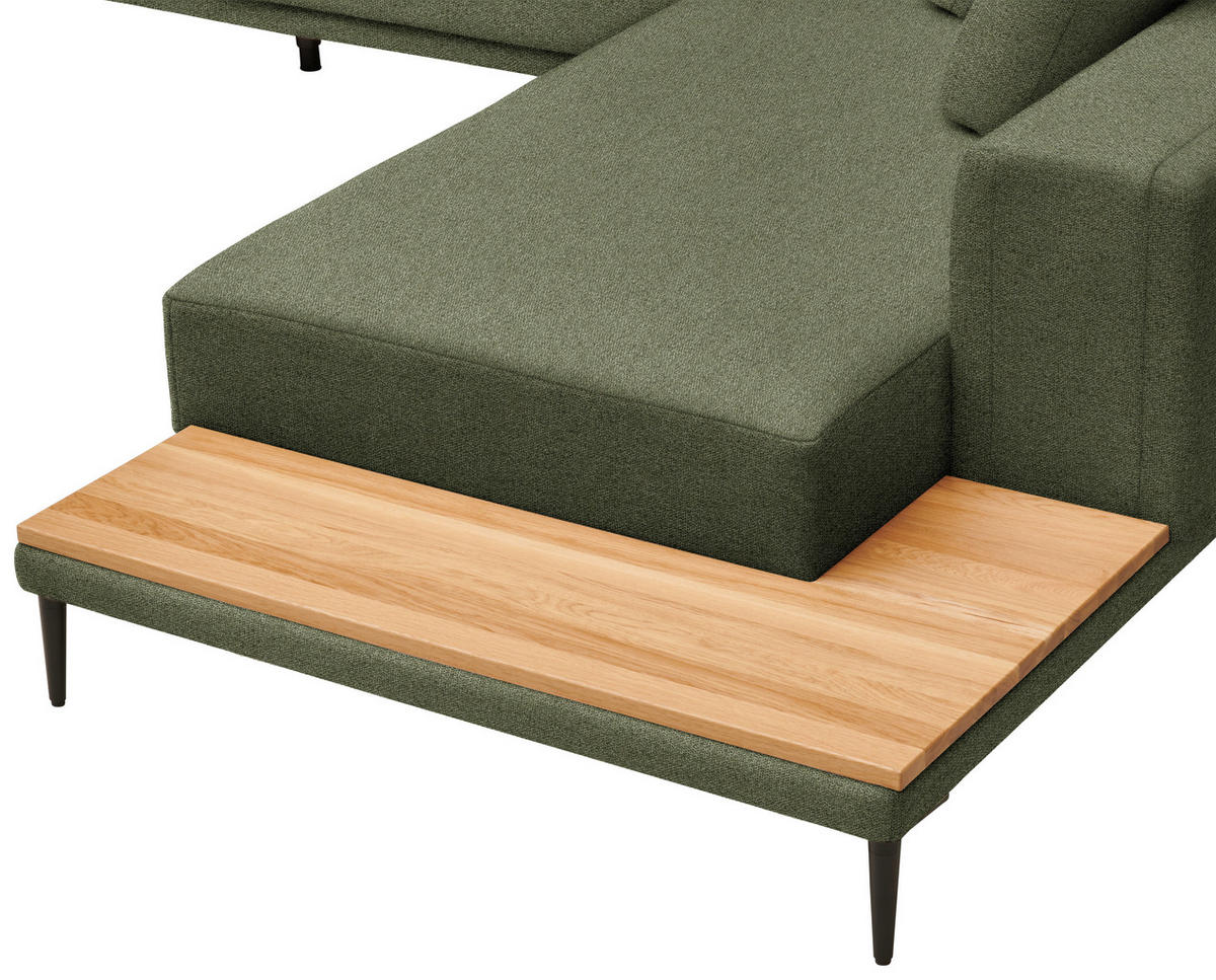 ECKSOFA  in Leinwand Grün  318/271 cm  - Schwarz/Grün, Design, Textil/Metall (318/271cm) - Belluti