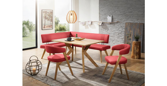 ECKBANK 160/200 cm in Rot, Wildeiche - Wildeiche/Eichefarben, Design, Holz/Textil (160/200cm) - Venda