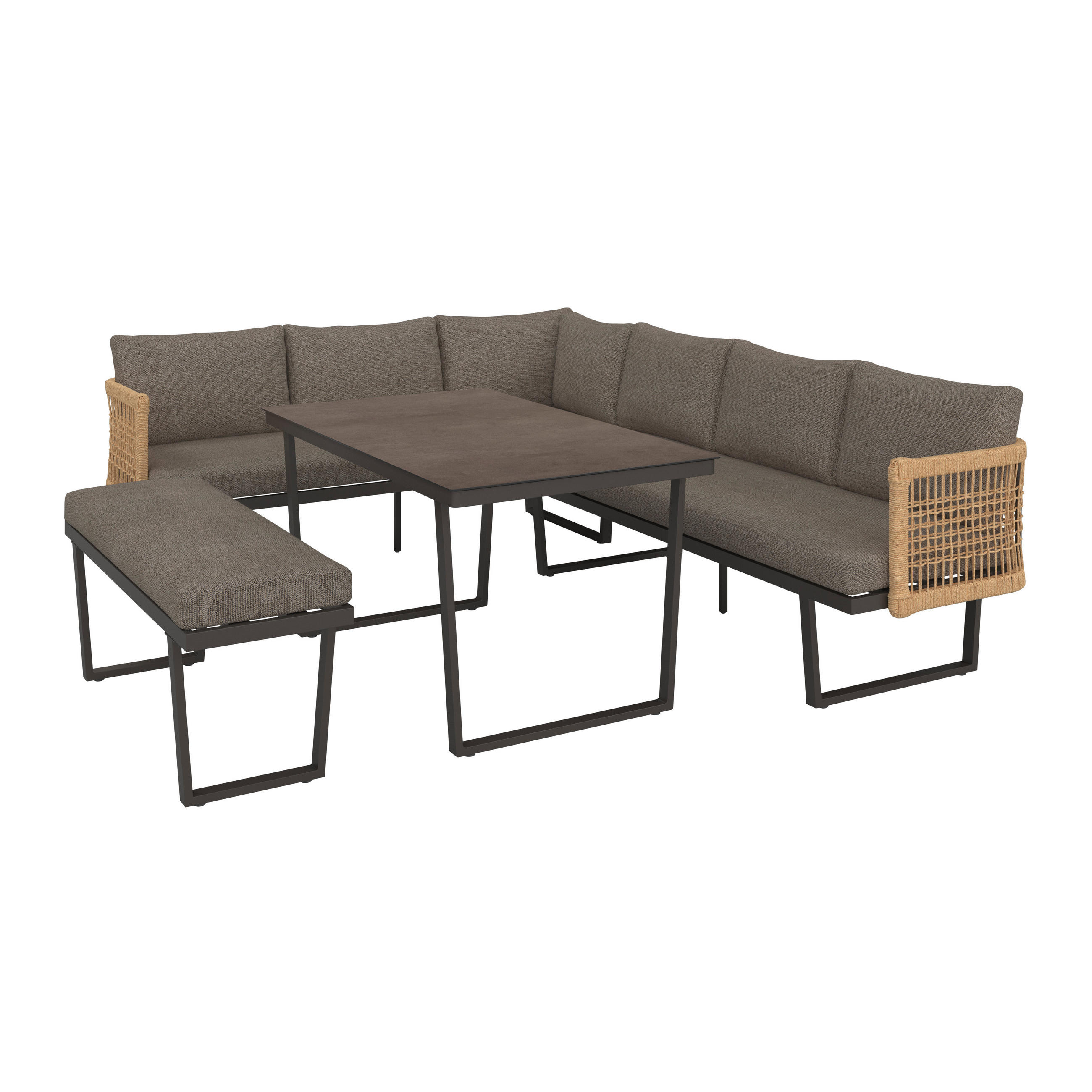 Ambia Garden Loungegarnitur Anthrazit, Braun, Natur 256x198 cm