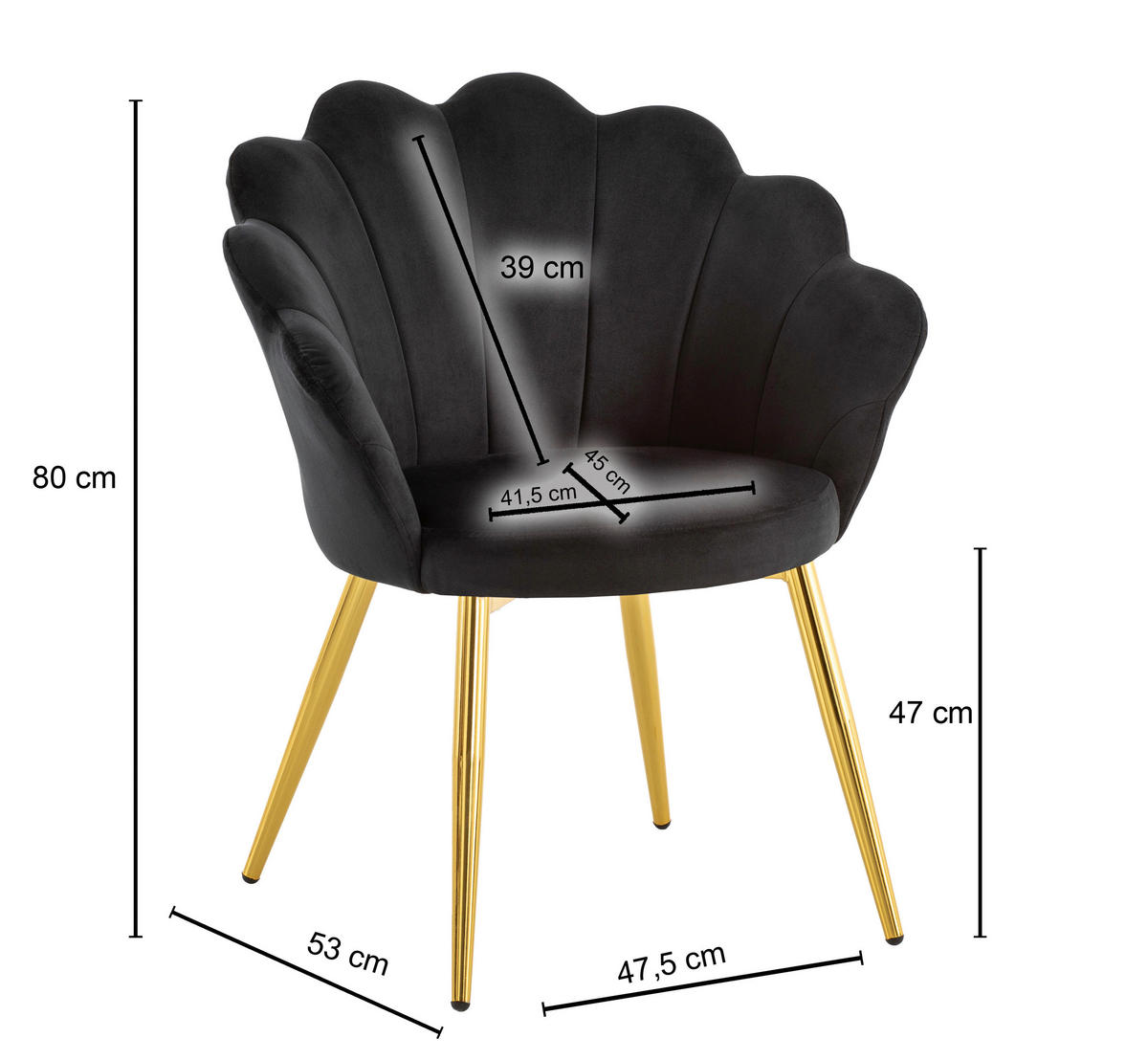 ŽIDLE, černá - černá/barvy zlata, Design, kov/textil (47,5/80/53cm) - MID.YOU