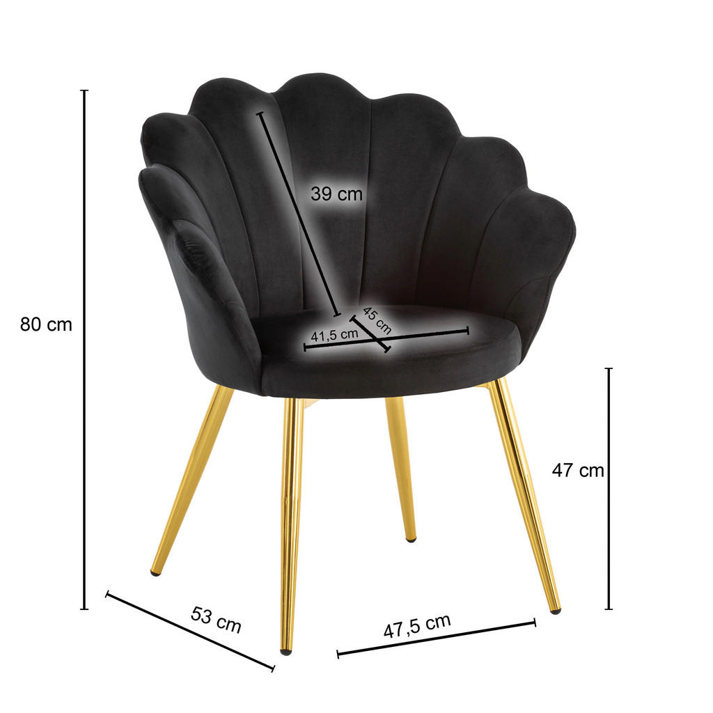 Thumbnail - Mid.you Stuhl, Schwarz, Textil, konisch, 47.5x80x53 cm, Esszimmer, Stühle, Esszimmerstühle, Vierfußstühle