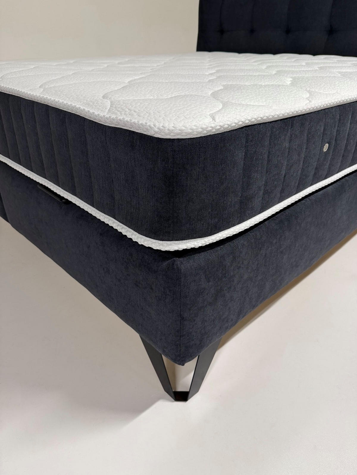 Pat Tapițat, 180/200 cm, albastru - albastru/negru, Basics, metal/textil (180/200cm)