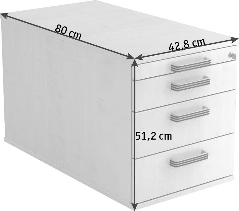 ROLLCONTAINER Grau  - Alufarben/Grau, KONVENTIONELL, Kunststoff/Metall (42,8/51,2/80cm) - Venda