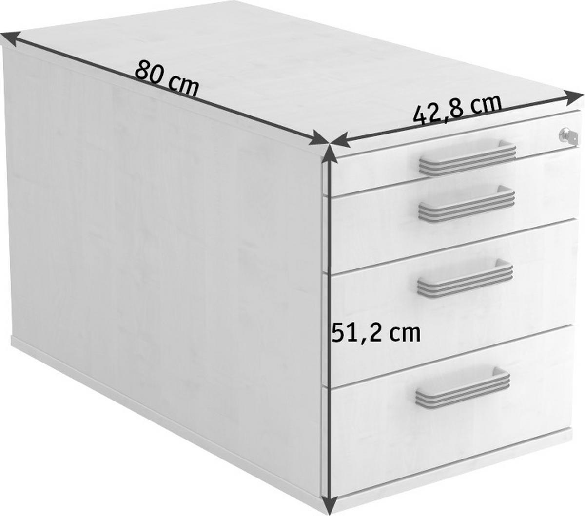 ROLLCONTAINER Buchefarben  - Buchefarben/Schwarz, KONVENTIONELL, Holzwerkstoff/Kunststoff (42,8/51,2/80cm) - Venda
