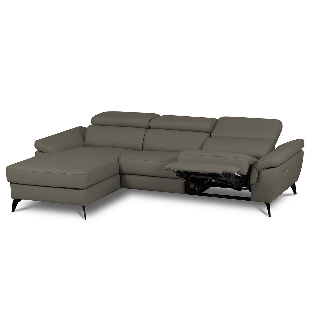 ECKSOFA  in Lederlook Echtleder Schlammfarben  179/252 cm  - Schlammfarben/Schwarz, Design, Leder/Textil (179/252cm) - Livetastic