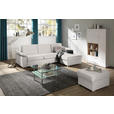 ECKSOFA in Flachgewebe Creme  - Chromfarben/Creme, KONVENTIONELL, Textil/Metall (285/176cm) - Novel