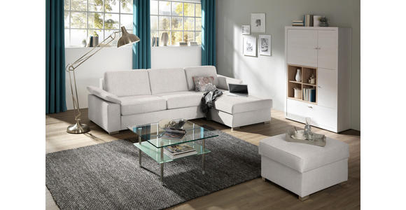 ECKSOFA in Flachgewebe Creme  - Chromfarben/Creme, KONVENTIONELL, Textil/Metall (285/176cm) - Novel