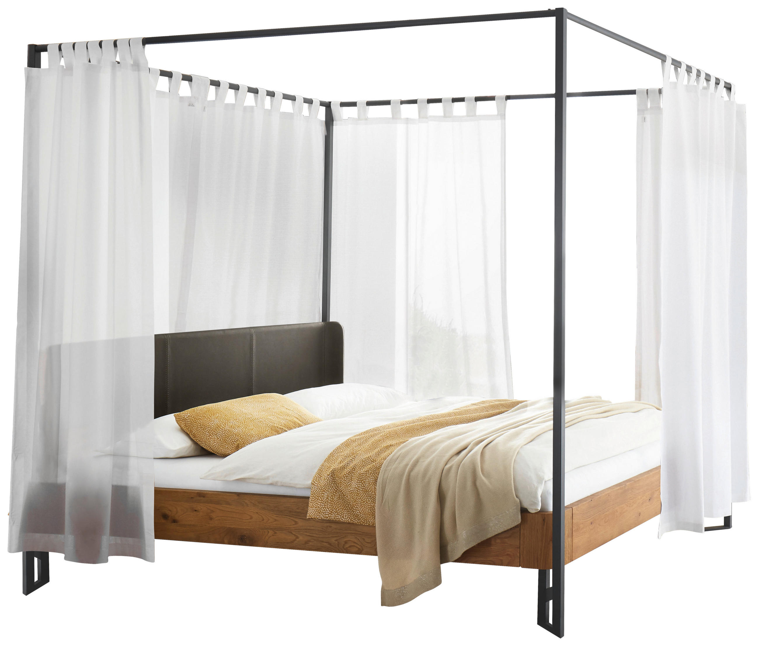 HIMMELBETT 160/200 cm  in Anthrazit, Weiß, Eichefarben  - Eichefarben/Anthrazit, Natur, Holz/Textil (160/200cm) - Hasena