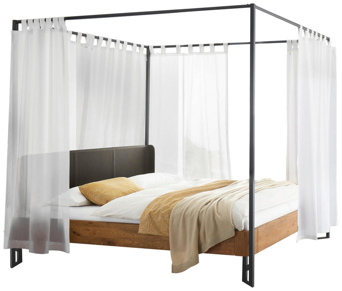 HIMMELBETT 160/200 cm  in Anthrazit, Weiß, Eichefarben  - Eichefarben/Anthrazit, Natur, Holz/Textil (160/200cm) - Hasena