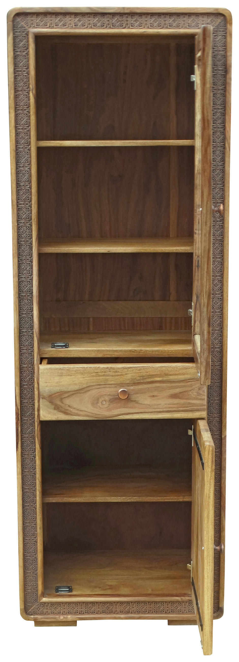 VITRIN részben tömörfa akácia sheesham, rézszínű  - natúr/rézszínű, Lifestyle, Üveg/fém (60/175/40cm) - Landscape