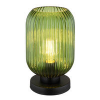 TISCHLEUCHTE 14/24 cm   - Schwarz/Grün, KONVENTIONELL, Glas/Metall (14/24cm) - Globo