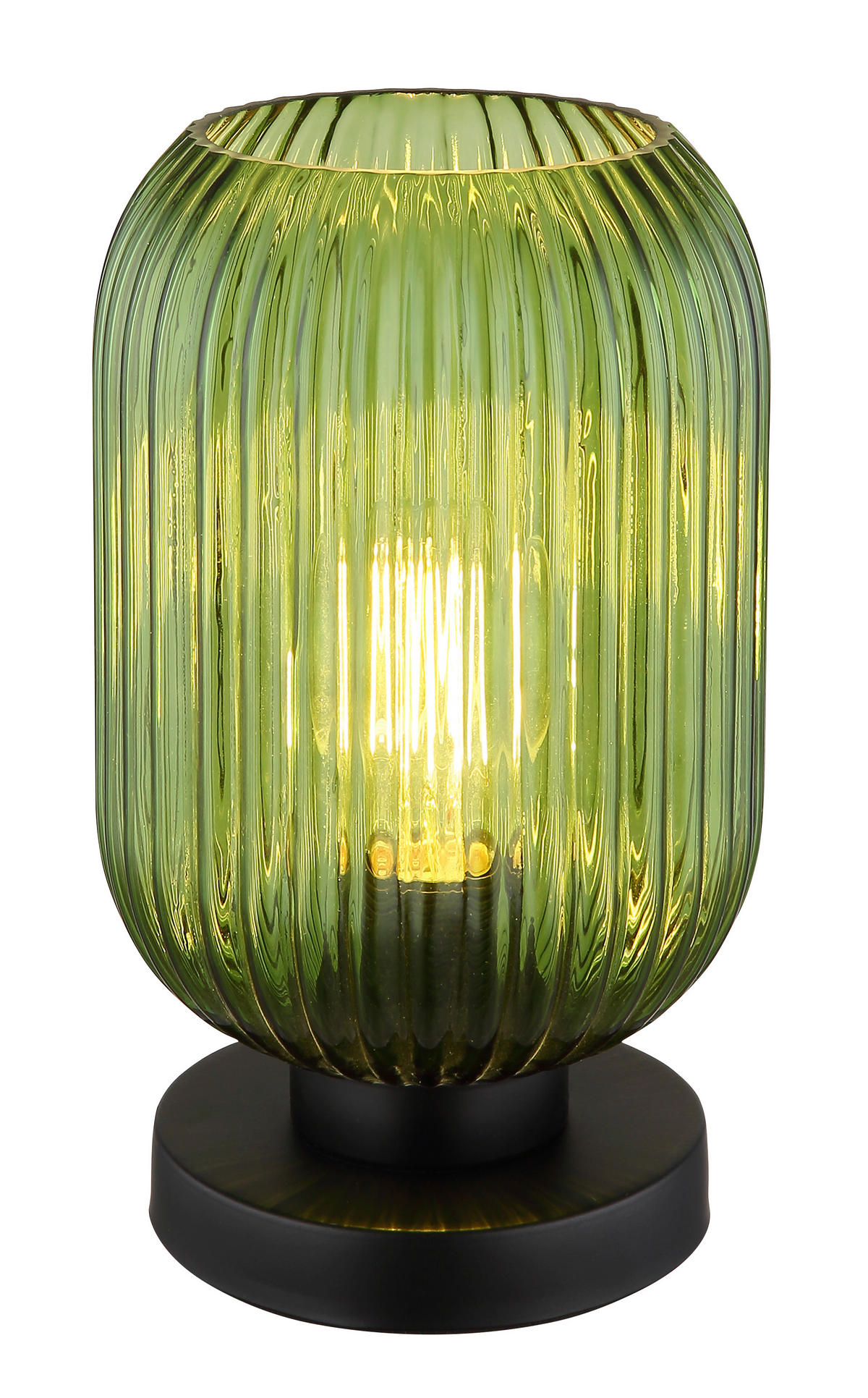 TISCHLEUCHTE 14/24 cm   - Schwarz/Grün, KONVENTIONELL, Glas/Metall (14/24cm) - Globo