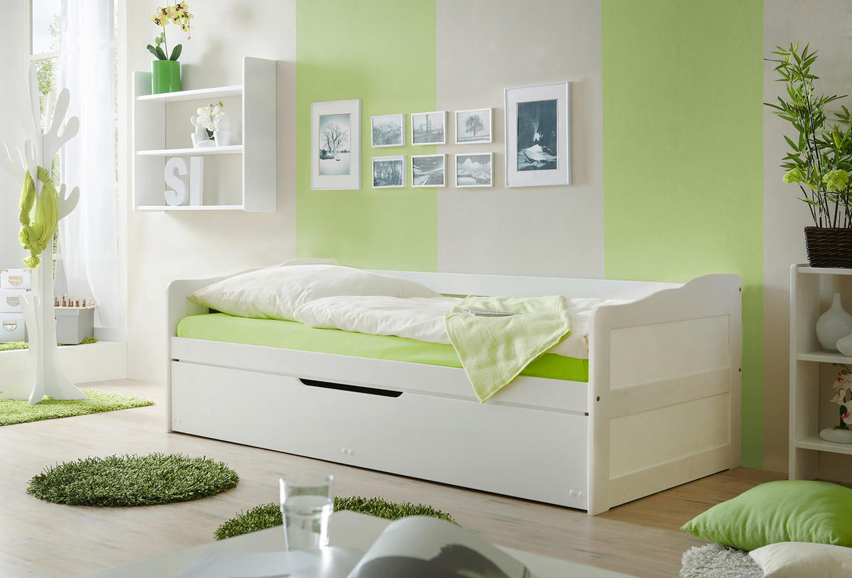 AUSZIEHBETT 90/200 cm Weiss  - Weiss, Natur, Holz/Kunststoff (90/200cm) - MID.YOU