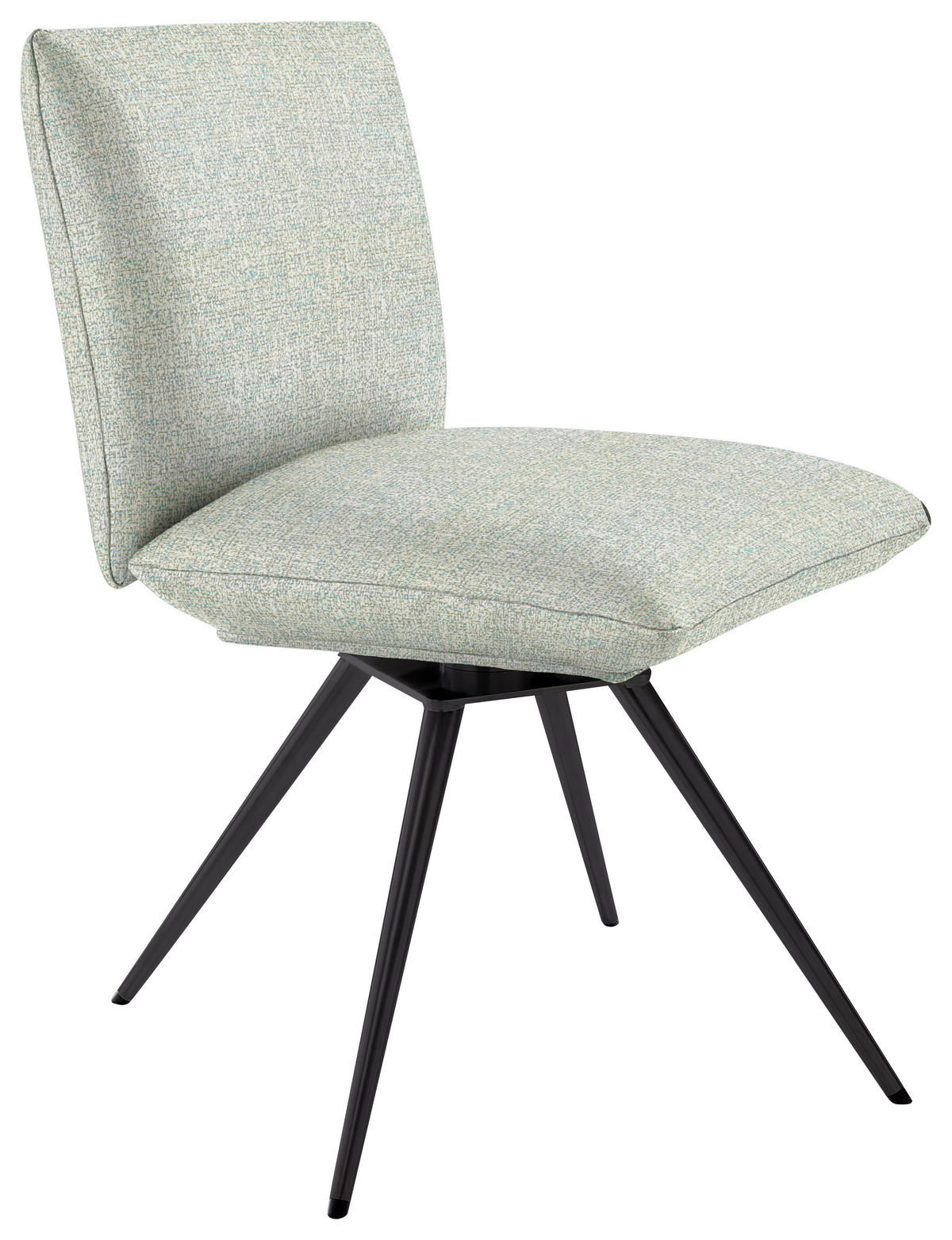 STUHL  Lederauswahl, Stoffauswahl, Sitzfläche 360° drehbar, automatische Rückholfunktion Webstoff  - Anthrazit/Hellgrün, Natur, Textil/Metall (52/90/65cm) - Venjakob