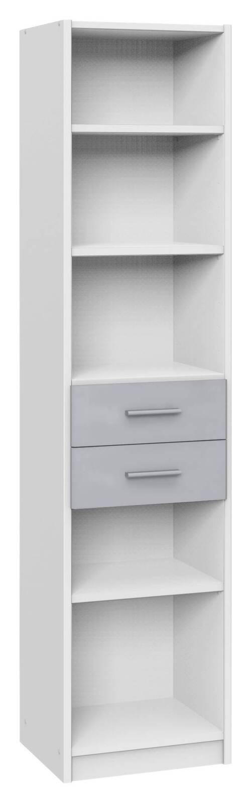 HYLLA i 48/197/40 cm grå, vit  - vit/aluminiumfärg, Klassisk, trämaterial/plast (48/197/40cm) - Carryhome
