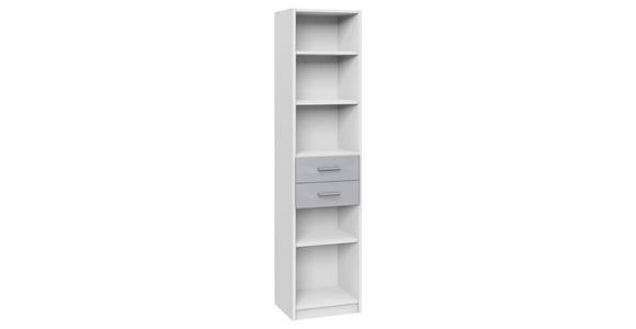 REGAL 48/197/40 cm Grau, Weiß - Alufarben/Weiß, KONVENTIONELL, Holzwerkstoff/Kunststoff (48/197/40cm) - Carryhome
