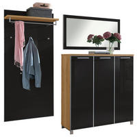 GARDEROBE 3-teilig  in 215/195/37 cm  - Eichefarben/Anthrazit, Design, Glas/Holz (215/195/37cm)