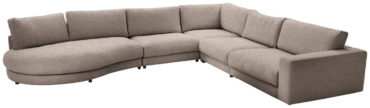 ECKSOFA in Flachgewebe Taupe  - Taupe/Schwarz, Design, Kunststoff/Textil (425/365cm) - Lomoco