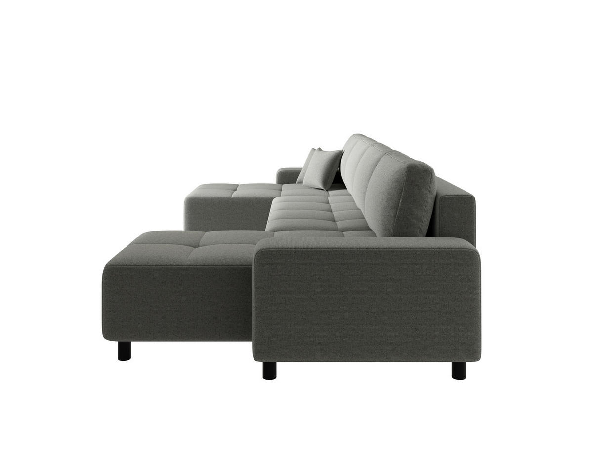 WOHNLANDSCHAFT  in Jacquard Grau  - Schwarz/Grau, MODERN, Kunststoff/Textil (144/318/144cm) - Carryhome