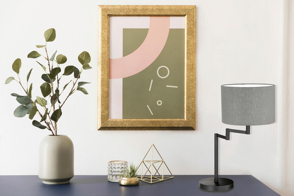 TISCHLEUCHTE - Sandfarben/Weiss, Basics, Textil/Metall (30/55cm) - Fischer & Honsel