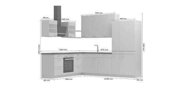 ECKKÜCHE 225/275 cm  in Weiß  - Edelstahlfarben/Graphitfarben, Design, Holzwerkstoff/Metall (225/275cm) - Xora