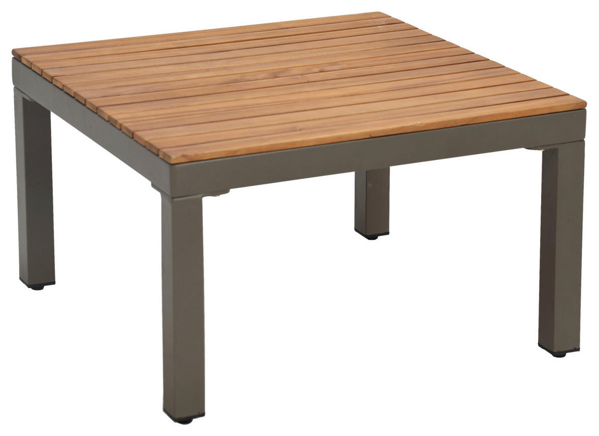 LOUNGEGARNITUR   57/35/57 cm Akazie vollmassiv Aluminium  - Beige/Beigebraun, MODERN, Holz/Textil (57/35/57cm) - Ambia Garden