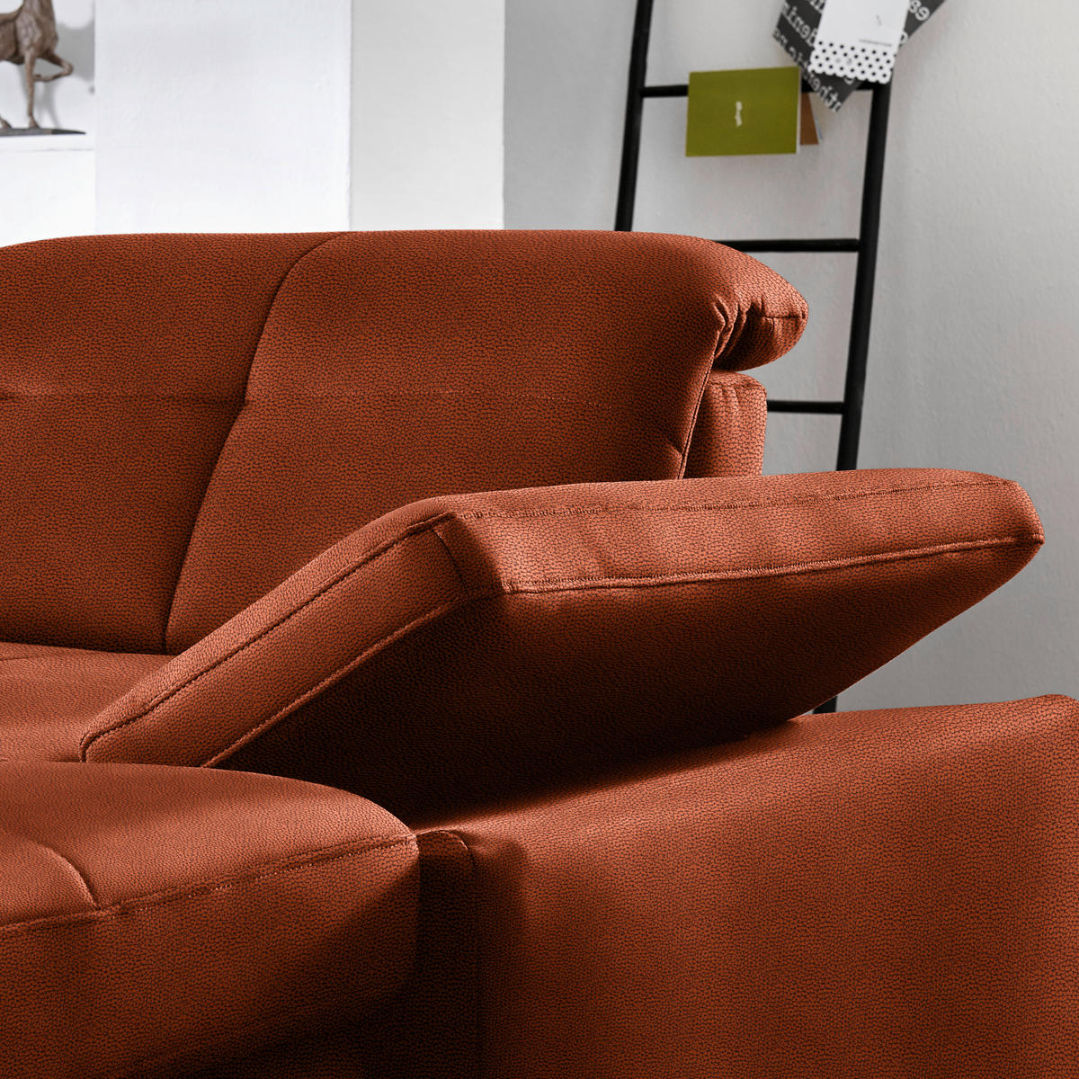 ECKSOFA  in Flachgewebe Terracotta  195/309 cm  - Chromfarben/Terracotta, Design, Textil (195/309cm) - Beldomo Style