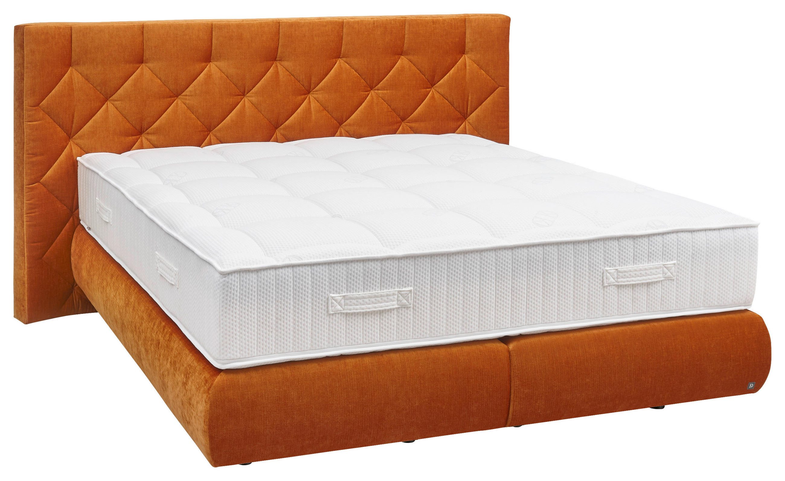 BOXSPRINGBETT 180/200 cm,  in Rostfarben, Matratzen, unterschiedliche Matratzenhärtegrade je Bettseite, H2 + H3 = mittel + fest  - Rostfarben/Schwarz, Design, Kunststoff/Textil (180/200cm) - Dieter Knoll