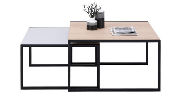 COUCHTISCHSET in Holz, Metall 75/75/42 cm  - Eichefarben/Hellgrau, Design, Holz/Metall (75/75/42cm) - Dieter Knoll