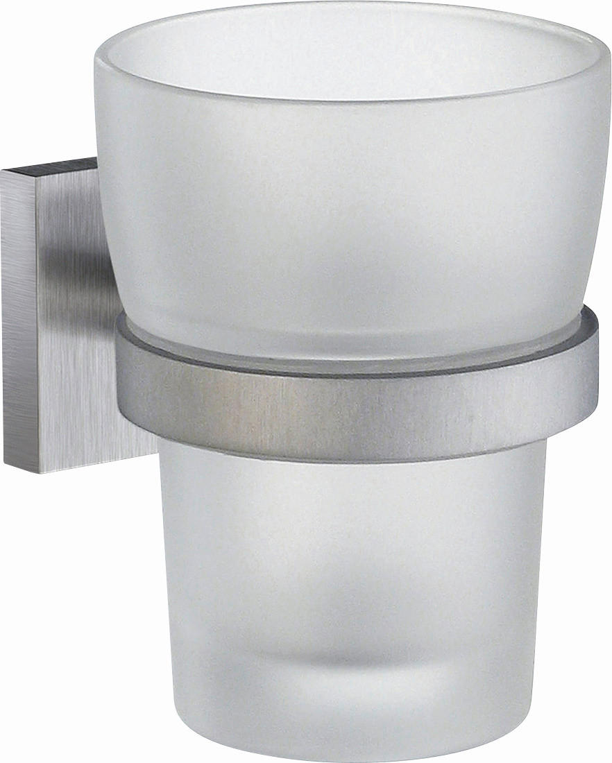 ZAHNPUTZBECHER Metall, Glas  - Chromfarben, Basics, Glas/Metall (9,8cm)