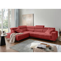 ECKSOFA INTERA in Struktur Rot  225/305 cm  - Rot/Schwarz, KONVENTIONELL, Textil/Metall (225/305cm) - Livetastic